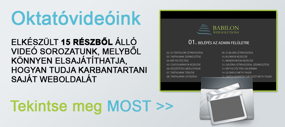 Honlapfejlesztő Oktatóvideók